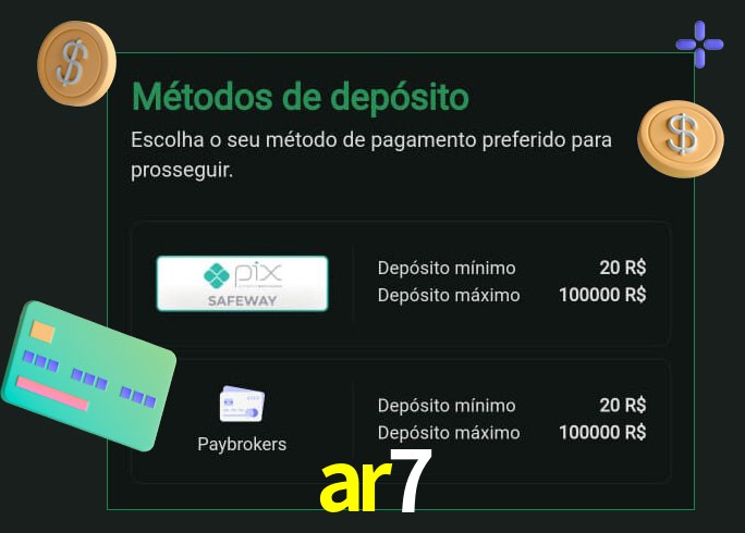 O cassino ar7 oferece uma grande variedade de métodos de pagamento